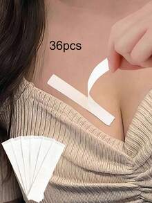 2/36/72片装防走光胸贴，双面时尚胶带，女士时尚粘性胶带，防滑服装胶带，连衣裙肩带固定带，双面衣橱胶带，返校必备，派对服装救星——旨在防止走光，让您的服装牢固贴合。透明双面胶带 - 白色 - 查看 8