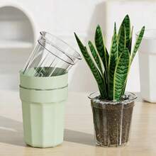 Self-Watering Slouchy Planter, Transparent Resin Hydroponics Pot For Succulents And Plants, No Need To Water, Plastic Flower Pot - Multicolor - View 2