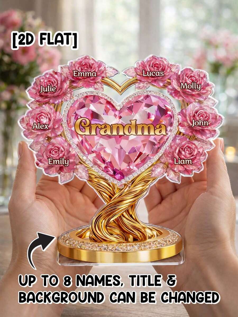 Customized Acrylic Plaque - Personalized Mother's Day Gift For Mom, Grandma - Grandma's Love Never Ends - Perfect Birthday Thank You Gift For Grandma - Warm Family Decor - Text And Background Can Be Changed - As Shown - View 1