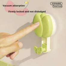 1 pieza Gancho con ventosa con diseño de flor de tulipán - Gancho adhesivo sin perforación para toallas, llaves, uso universal en paredes de cocina y baño - Ver 4