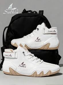 Salkin 手工休闲男士设计师靴，松紧带，钩环，舒适透气皮鞋，男士户外防滑百搭踝靴，春/秋，时尚搭配毛衣 - 白色 - 查看 3