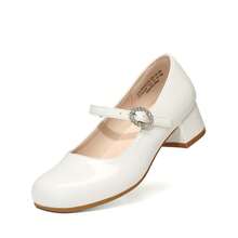 Girls Dress Shoes Mary Jane Low Heels Flower Wedding Party Pump Prom Footwear For Little/Big Kids - 白色 - 查看 2