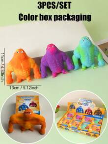 1/3个装弹力橡胶大猩猩玩具，乳胶填充恶作剧娃娃，创意趣味搞怪玩具，挤压玩具，可拉伸，缓解压力和焦虑，办公室和旅行减压玩具，解压玩具，抗压玩具，派对游戏，派对礼品，女孩玩具，男孩玩具，女孩礼物，女孩游戏，男孩游戏，派对礼品袋填充物，生日派对礼品，趣味礼物 - 彩色 - 查看 27