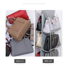 Hanging Double-Sided Bag Storage Organizer, Transparent Dust-Proof Closet Hanging Bag, Multi-Layer Handbag Storage Rack Space-Saving - Black - View 6