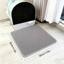Thảm lót khay vệ sinh cho mèo cỡ lớn, siêu bền, chống thấm nước, thiết kế 2 lớp, chống trơn trượt, dễ vệ sinh, thảm bảo vệ sàn nhà cho thú cưng, tấm lót khay vệ sinh cho mèo. - Xám - Xem 13