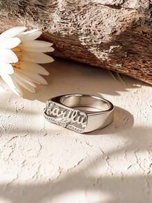 定制个性化名字说唱歌手风格心形和蕾丝花雕花戒指，父亲节礼物，母亲节礼物，情人节礼物，生日周年纪念礼物，毕业礼物，圣诞礼物，送给家人、朋友和同学的高端礼物，时尚、秋季时尚、复古、野性、朋克定制、个性化、独特，适合送给女朋友、妈妈、家人、朋友、女儿、她、祖父母、男朋友、爸爸、儿子的周年纪念日、生日、日常穿着、舞会、母亲节、情人节、毕业典礼、婚礼、父亲节、派对 - 銀色 - 查看 21