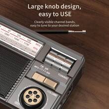 Radio Multiband Retro, Mendukung Koneksi Audio Nirkabel, Pengisian Daya Tenaga Surya dan Multi-Mode, Baterai Tahan Lama 1200mAh, Berbagai Mode Pemutaran - Hitam - View 3