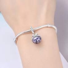 CYMYSS 1pc Dreamy Starry Sky 925 Silver Plated + Cubic Zirconia Inlaid Purple Butterfly Embossed Spherical Pendant, Women's Jewelry Gift For Valentine's Day/Birthday - Multicolor - View 5