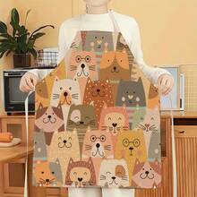 1pc Cat Pattern Apron, Creative Funny Fashion Printed Apron, Home Cleaning Apron, Easy Clean Kitchen Cooking Apron, Creative Home Apron - Multicolor - View 10