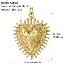 1个铜质时尚优雅迷你心形吊坠，DIY手链项链耳环首饰配件 - 彩色 - 查看 9