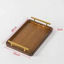 1pc Rectangular Bamboo Tray, Serving Platter, Tea Set Holder, Modern Chinese Style Wooden Tray With Handle, Suitable For Home, Hotel, Tea, Dessert, Coffee - Wood Color - View 10