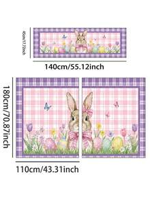 1/2/3 piezas - Cenefa de ventana a cuadros de Pascua, cortina corta con estampado floral de huevos de conejo, cenefa de estilo campestre de Pascua, decoración de ventana de poliéster para cocina y dormitorio - Ver 18
