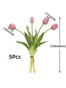 10支/5支/1支仿真郁金香，15.8英寸，PU材质，逼真花朵，适用于情人节、新年装饰、婚礼布置和家居装饰。 - 彩色 - 查看 13