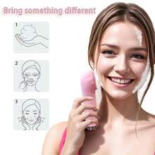 电动洁面刷，洗脸刷，电动洁面仪，电动软硅胶洁面刷，震动按摩，深层清洁卸妆，温和去角质，防水，500mAh长效电池，带充电底座 - 粉色 - 查看 8