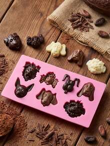 1/2 khuôn silicon tái sử dụng hình đầu chó và mèo, khuôn làm kẹo và sô cô la, thích hợp để làm bánh cupcake, thạch, bánh quy và pudding tại nhà. - Xem 9