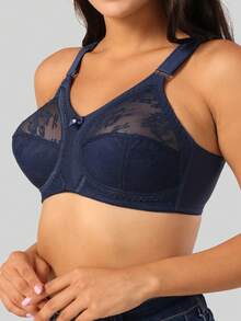 Sujetador sin costuras, transpirable y sin aros para mujer de talla grande, ligero y de cobertura completa - azul real - Ver 4