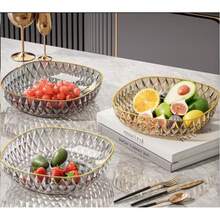8-9 Inch Handpainted Gold Round Crystal Glass Fruit/Candy Bowl, Elegant Decorative Serving Bowl - Multicolor - View 3