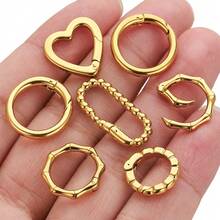 1 Móc khóa lò xo hình trái tim, tròn hoặc bầu dục, mạ vàng 18K bằng thép không gỉ, dùng để nối móc chìa khóa, dây chuyền, vòng tay, phụ kiện làm đồ trang sức DIY. - cái nút - Xem 3