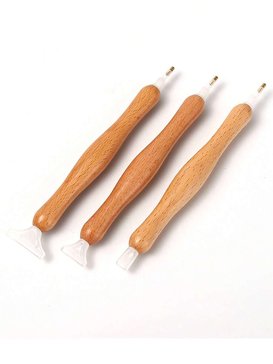 钻石画点钻笔和钻石粘贴工具，实木点钻头可替换，可用于美甲，多场景点钻笔 - 套裝 - 查看 1