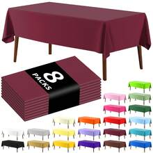8 piezas Mantel desechable rectangular de unicolor, mantel de plástico PEVA impermeable y resistente al aceite para decoración de mesa de postres y fiestas - Multicolor - Ver 12
