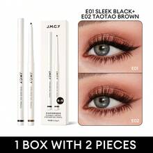 J.M.C.Y 2pcs Slim Eyeliner Gel Pencil, Waterproof Sweat-Proof Long-Lasting Smudge-Proof, Brown Smooth Pigmented, Beginner-Friendly Break-Resistant Makeup, Daily Commute, Holiday Gift Essential - E01 BLACK + E02 BROWN - View 9