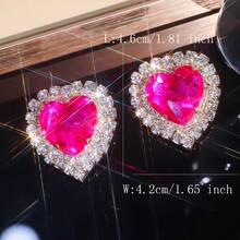 1 Đôi bông tai ngọc trai pha lê hình học phóng khoáng sang trọng, đính đá lấp lánh, kiểu dáng thời trang thanh lịch, phù hợp cho đám cưới, tiệc tùng, liên hoan và đeo hàng ngày, có thể dùng làm quà tặng Eid Al-Fitr. - JXER185-Bông tai trái tim lớn - Xem 9