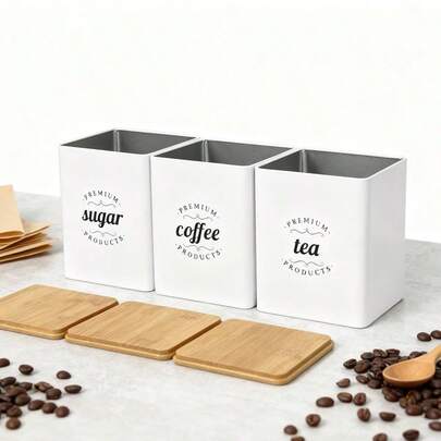 1件套食品储物罐，可用于存放咖啡豆、茶叶和糖