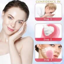 电动洁面刷，洗脸刷，电动洁面仪，电动软硅胶洁面刷，震动按摩，深层清洁卸妆，温和去角质，防水，500mAh长效电池，带充电底座 - 粉色 - 查看 7