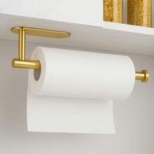 Self-Adhesive Or Drill-Hole Stainless Steel 304 Gold Kitchen Paper Towel Holder, Wall-Mounted Paper Towel Rack, Under Cabinet - Multicolor - View 1