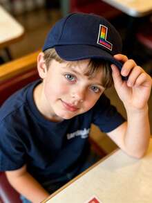 1 PC Fashion Children Hip Hop Cap A-Z Letter Embroidery Baseball Caps Girls Boys Snapback Hat Adult Adjustment Outdoor Casual Sun Hats Bone 8-16Y - Navy Blue - View 3