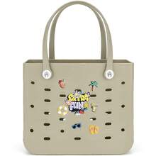 1pc X-Large EVA Rubber Tote Bag/Beach Bag, EVA Women's Fashionable Casual Shopping Bag, EVA Backpack Tote Bag, Washable, Durable, Lightweight Beach Tote Bag, Travel Tote Bag, Women's Picnic Shoulder Bag - Suitable For Beach, Pool, Vacation, Shopping, Camping, And Hiking. - 彩色 - 查看 23