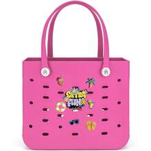 1pc X-Large EVA Rubber Tote Bag/Beach Bag, EVA Women's Fashionable Casual Shopping Bag, EVA Backpack Tote Bag, Washable, Durable, Lightweight Beach Tote Bag, Travel Tote Bag, Women's Picnic Shoulder Bag - Suitable For Beach, Pool, Vacation, Shopping, Camping, And Hiking. - 彩色 - 查看 22