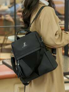 Mochila antirrobo de moda para mujer con gran capacidad para viajes y portátil - Negro - Ver 3