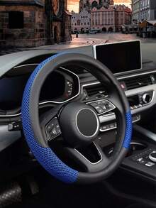 Breathable Ice Silk Steering Wheel Cover – Universal Elastic Grip For Cars, Trucks & SUVs – Soft, Non-Slip, All-Season PU & Microfiber Steering Wheel Pad With Red Stitching - A - View 10