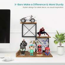 Desk Shelf Organizer, Wood Desktop Organizer Small Bookshelf, 3 Tier Storage Shelf Riser Display Stand For Office Decor And Desk Accessories, Rustic Brown Black - Multicolor - View 4