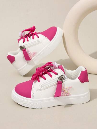 1 Pair Children's Casual Sneakers, Spring/Autumn New Fashion Skate Shoes, Girls' Versatile Toddler Walking Shoes
