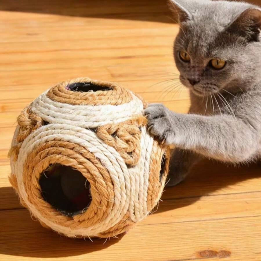 1件猫咪逗猫玩具，包含铃铛、剑麻球、羽毛棒和发声球，适合猫咪、小猫和雪貂玩耍娱乐。 - 彩色 - 查看 1