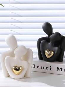 3.35 Inch White Resin Mini Couple Statue, Suitable For Bedroom Shelf, Romantic Anniversary, Wedding And Valentine's Day Couple Gift - Multicolor - View 5