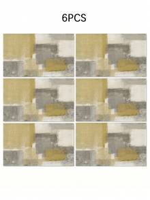 1/4/5/6/7pcs Bohemian Style Abstract Geometric Pattern Decor Set, Home Decoration Set For Living Room, Bedroom, Dining Room, Linen-Like Material, Multi-Size Options, Dining Table Decor, Fireplace Scarf, Placemats, Coasters - Yellow - View 11