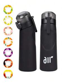1pc Bottle With 1pc Random Flavor Pods Portable Transparent With Straw Leak Proof Suitable Outdoor Sports - 黑色 - 查看 13