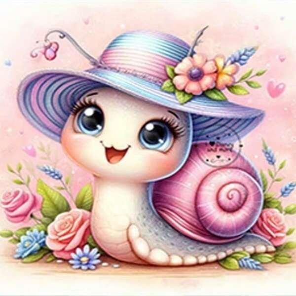 1pc [30*30cm/11.8*11.8in][40*40cm/15.7*15.7in]5D Acrylic Diamond Painting Kit, Cute Snail Pattern, Suitable For Adult Beginners DIY Mosaic Diamond Art, Full Drill Handmade DIY Diamond Painting, Applicable For Living Room, Bedroom, Office Wall Decor Painting, Surprise Art Home Decor Gift For Family And Friends