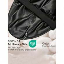 2pcs/1pc Silk Sleep Cap, Satin Hair Cap, Women Wide Brim High Elasticity Cap, Charmeuse Sleep Cap, High-End Satin Hair Care Cap, Curly Hair Silk Headband (Black & Gold) - 彩色 - 查看 7