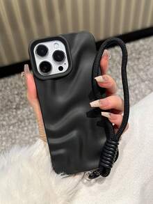 Wave Ripples 1pc Black Thickened Minimalist Anti-Drop Water Wave Pattern Phone Case Compatible With IPhone 11, 13, 12, 14, 13 Pro Max, 14 Pro Max, 15, 15 Pro, 15 Pro Max, 16, 16 Pro, 16 Plus, 16 Pro Max, 17, 17 Pro, 17 Air, 17 Pro Max - Black - View 3