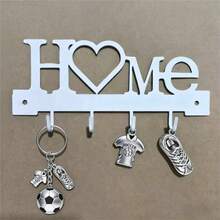 1pc Metal Art Decorative Hook, Home Decor, Key Holder, Bathroom Accessory, Heart-Shaped Key Rack, Suitable For Home Living Room Decoration, Garage Key Storage - Multicolor - View 4