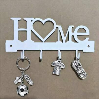 1个金属艺术装饰挂钩，铁艺壁挂式储物架心形钥匙架，适用于家居客厅装饰、车库钥匙收纳