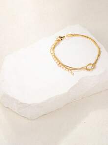 1pc/2pcs Minimalist Elegant Valentine's Day Knotted Snake Chain Unisex Bracelet, Couple Bracelet - Multicolor - View 5