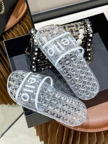 PVC透明拖鞋，夏季塑料凉鞋，轻便室内浴室拖鞋，便携式淋浴拖鞋，速干防滑浴室拖鞋，时尚水晶沙滩凉鞋，简约风格拖鞋，适用于家庭、宿舍、健身房、泳池、水疗中心、露营、海滩、酒店淋浴间等场合，返校必备，家居用品，浴室用品，节日礼物，生日礼物，派对礼物 - 彩色 - 查看 4