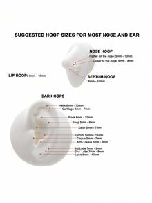 1件装 G23 钛金属铰链式穿孔环，钛金属鼻环 20G 16G 14G 鼻环，直径 5mm 至 12mm，适用于耳软骨、耳廓、耳屏、耳廓内侧、耳骨环等部位，铰链式分段鼻中隔环，人体穿孔饰品 - 銀色 - 查看 5