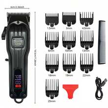 Cortapelos profesional D4 para hombres - Cortapelos inalámbrico/con cable 2 en 1 para cortar el cabello y arreglar, recortadora de barba recargable, set de cortapelos con pantalla LCD inalámbrica, cortapelos recargable para el hogar, kit de corte y arreglo de cabello en el hogar de alto rendimiento con cable - Cortapelos eléctrico - Negro - Ver 11