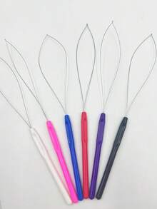 6pcs Sewing Accessories Tools, Handmade Sewing Helpers - Thread Guide, Needle Threader, Wig Hook, Bead Threader, Hair Extension Puller, Hair Extension Pliers In Red, Purple, White, Black, Pink, Blue - Plastic Handle Threader - View 5